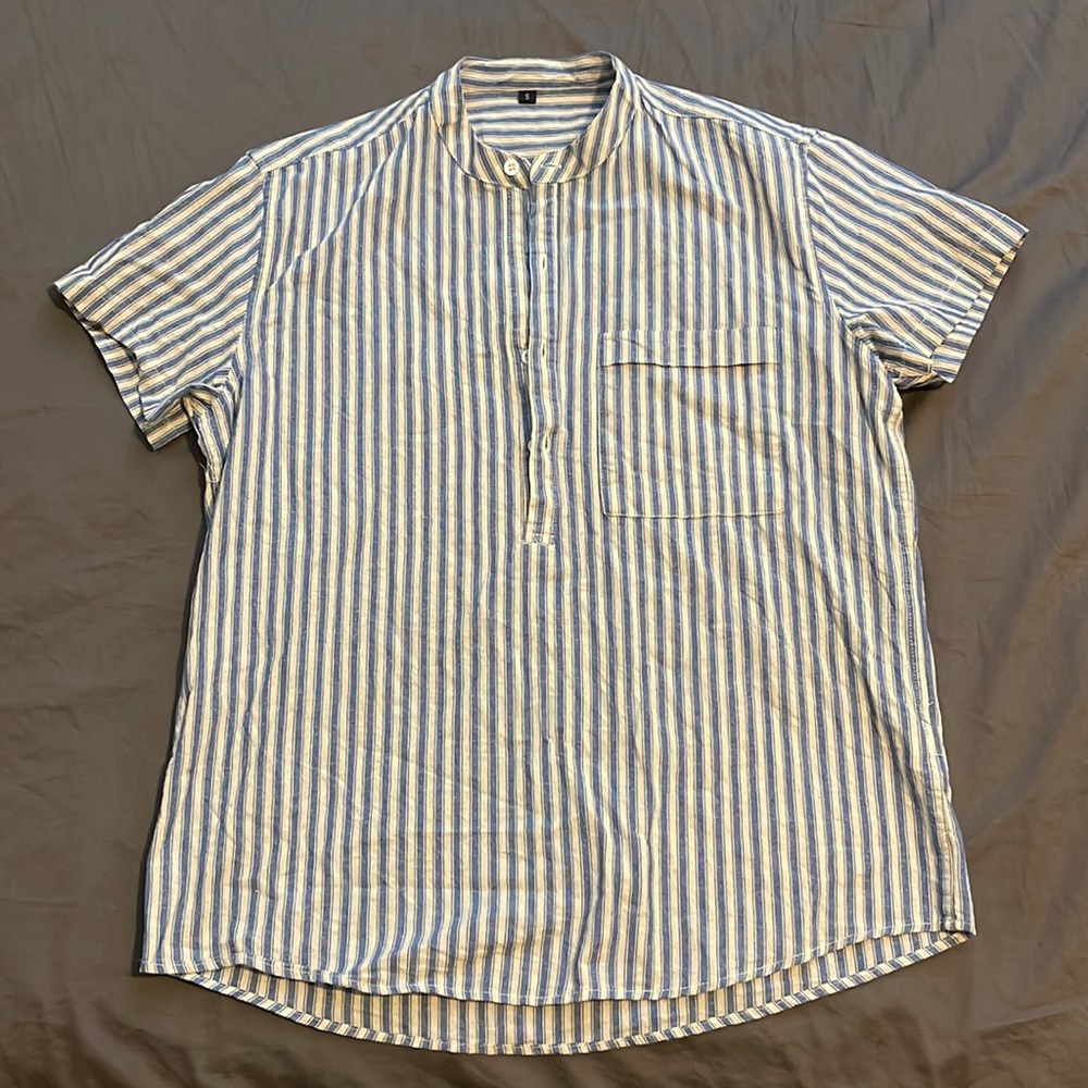 Blue stripped button up shirt